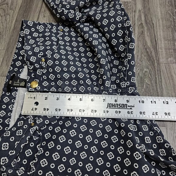 H&M Jeans Womens 8 Navy Blue White Geometric Print Skinny Cotton Stretch Pants - Picture 9 of 10